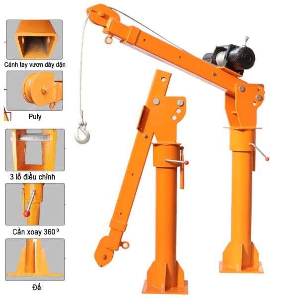 Khung Cẩu Xoay 360 Độ Tải Trọng 500kg Gắn Các Máy Tời