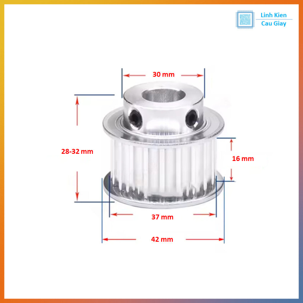 Puly 5M kiểu BF 24 răng rộng 15mm, lỗ trục 8/10/12/14mm