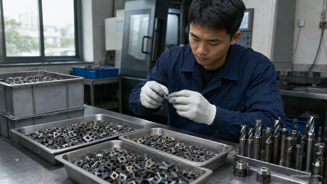 bán mảnh dao Tungsten Carbide theo dạng insert lớp phủ độ sạch và lô thực tế