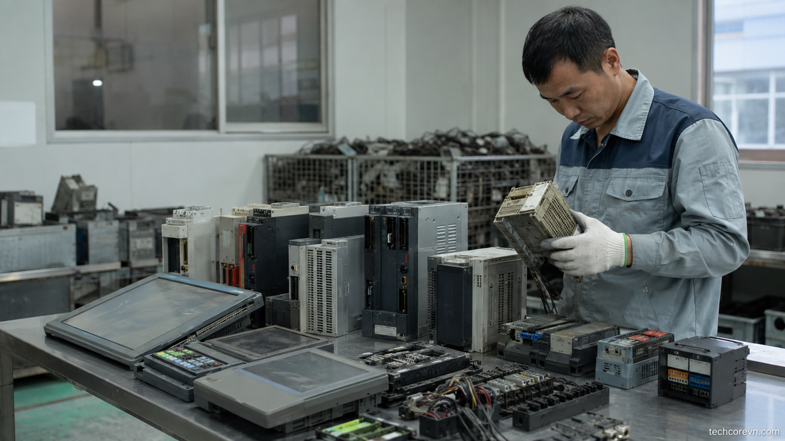 giá thiết bị tự động hóa cũ theo PLC HMI servo và tình trạng thực tế