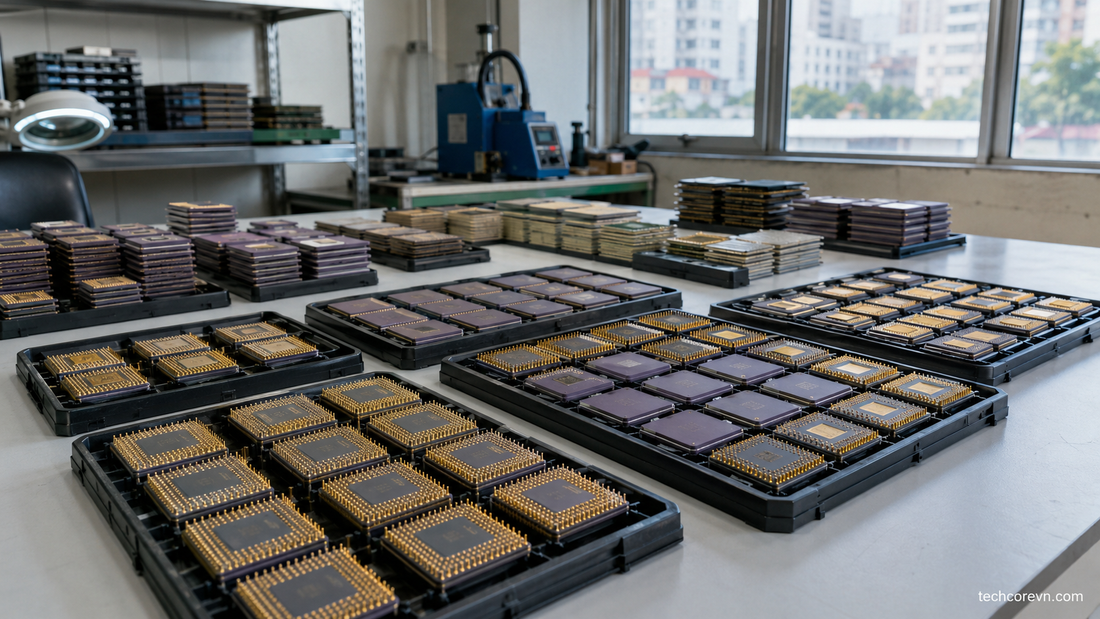 thu mua CPU Intel chân vàng và CPU gốm số lượng lớn theo dạng vỏ kiểu chân và lô thực tế