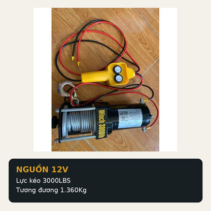 Tời Điện Ắc Quy 12V 3000LBS, Lực Kéo 1.360Kg, Cáp 8M – ảnh 4