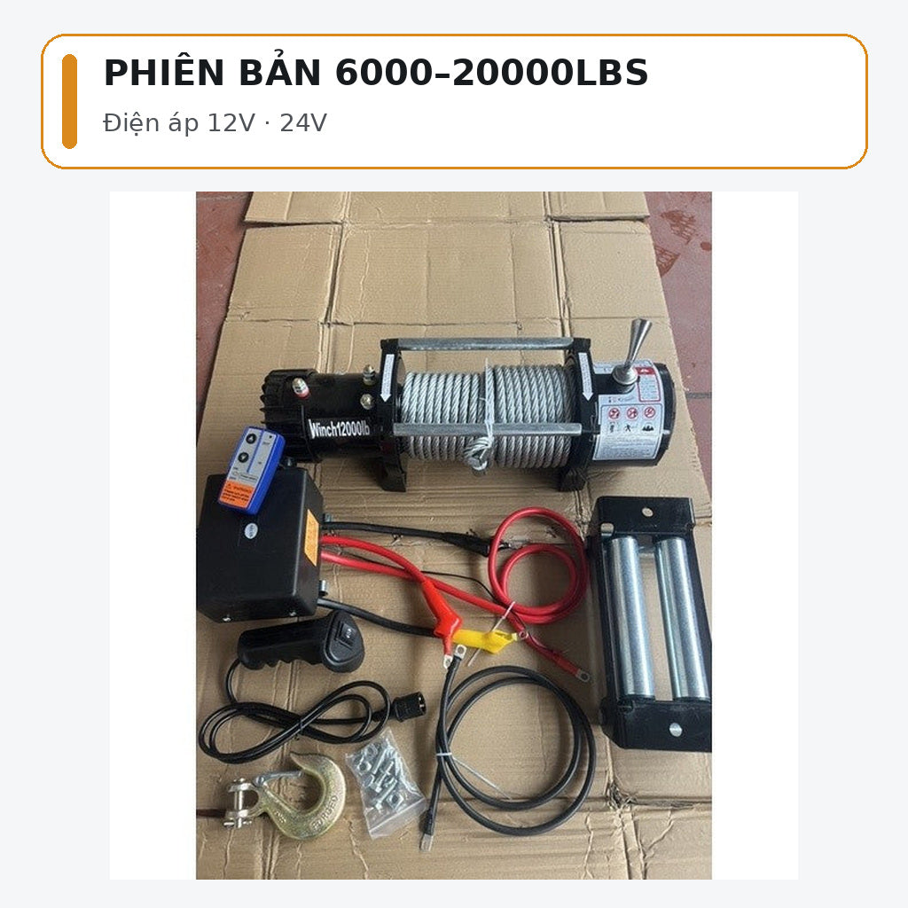 Tời Điện Ắc Quy 12V/24V Đầy Đủ – 12V 4500LBS + khiển xa – ảnh 9