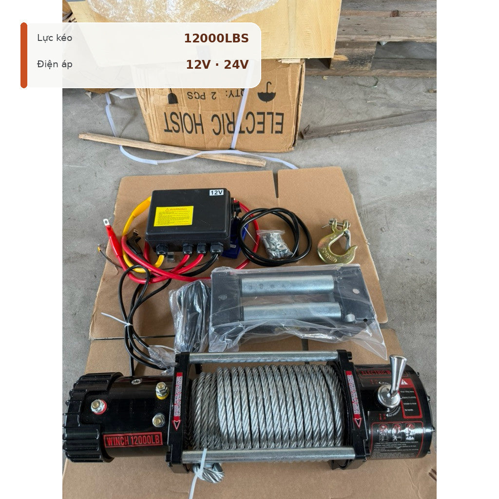 Tời Cứu Hộ 12000LBS 12V/24V – Điều Khiển Từ Xa Cho Ô Tô – ảnh 4