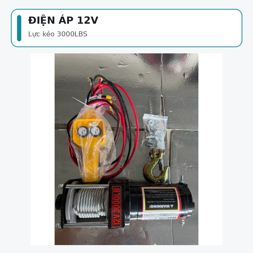 Tời Kéo Ô Tô 12V 3000LBS – Tải Kéo Khoảng 1,3 Tấn – ảnh 5