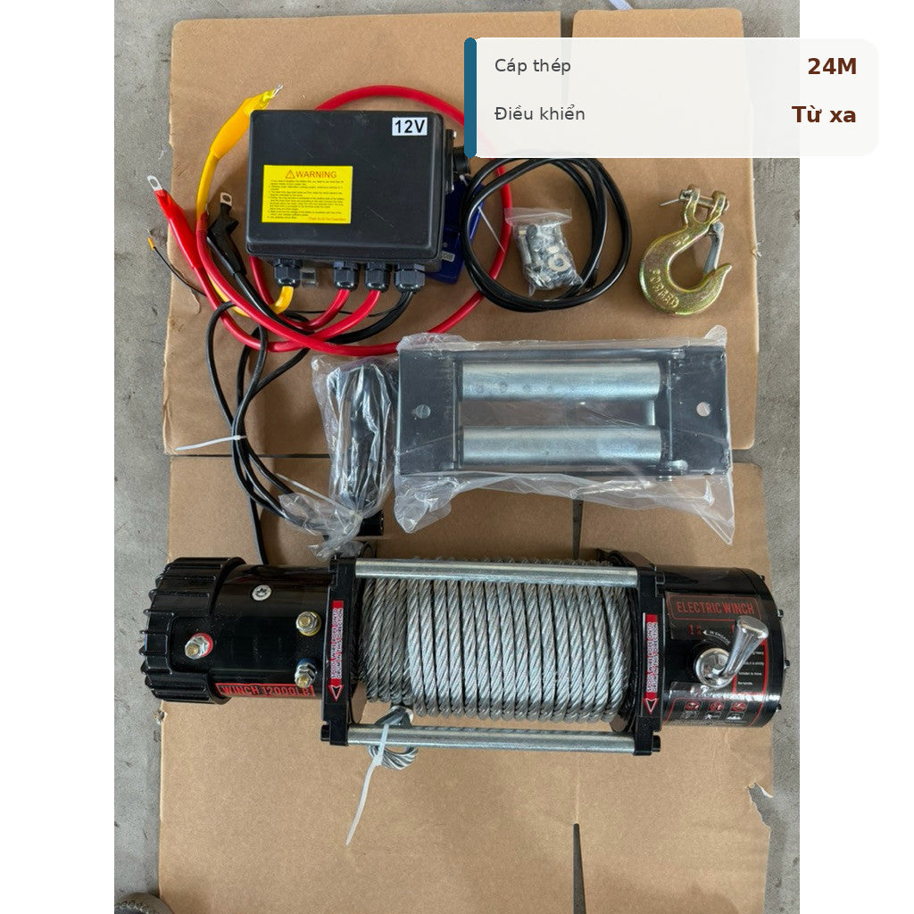 Tời Cứu Hộ 12000LBS 12V/24V – Điều Khiển Từ Xa Cho Ô Tô – ảnh 5