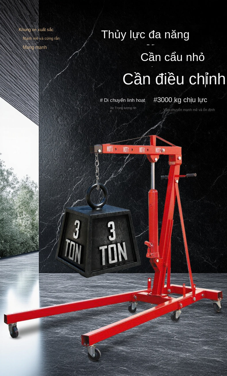 Cẩu Thủy Lực Mini 2–3 Tấn – Gấp Gọn Hoặc Cố Định