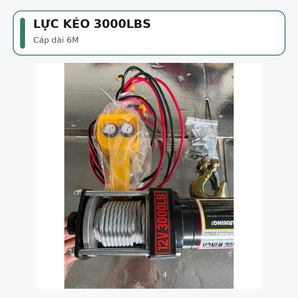 Tời Kéo Ô Tô 12V 3000LBS – Tải Kéo Khoảng 1,3 Tấn – ảnh 8