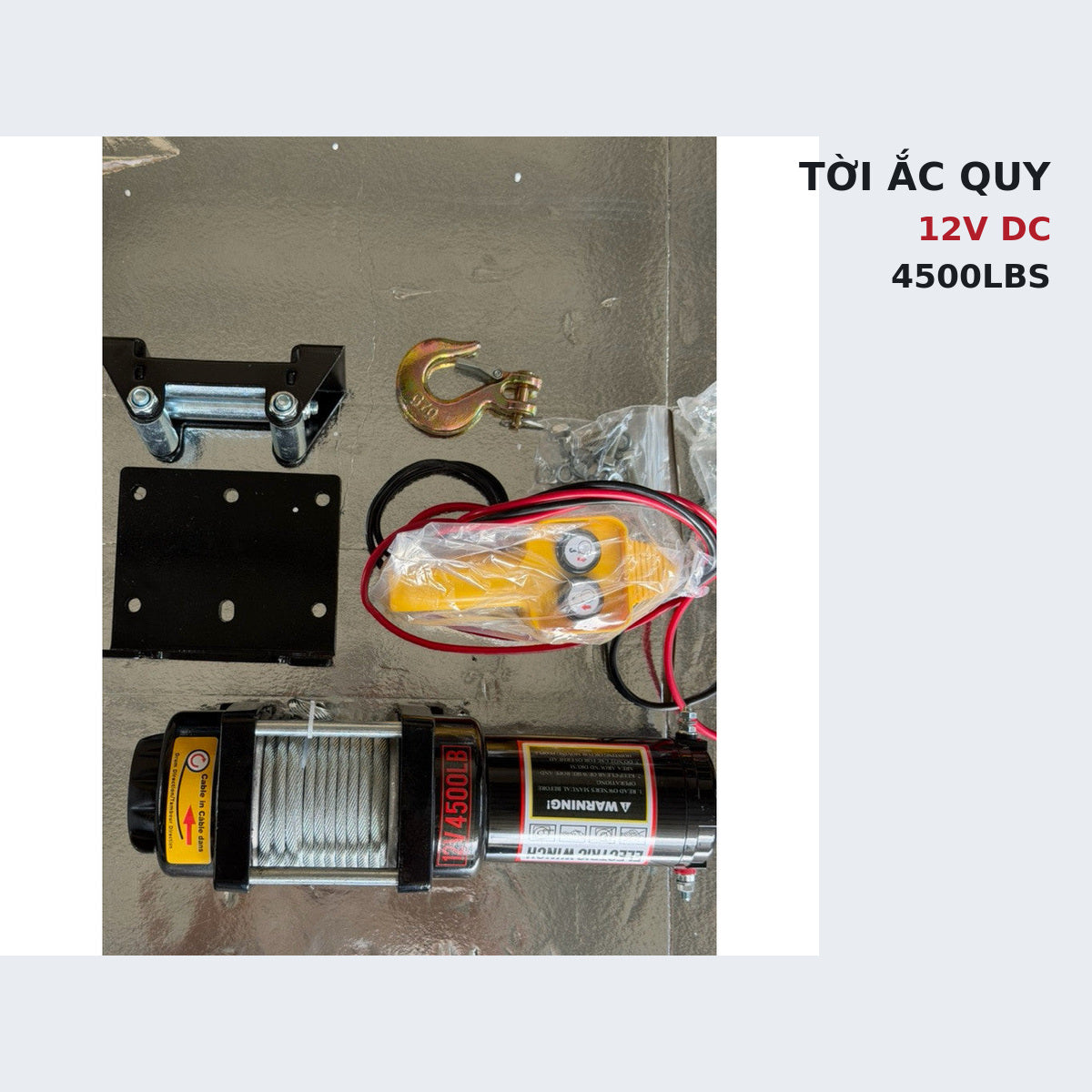Tời Điện Ắc Quy 12V 4500LBS, Lực Kéo 2 Tấn Cho Xe Bán Tải – ảnh 9