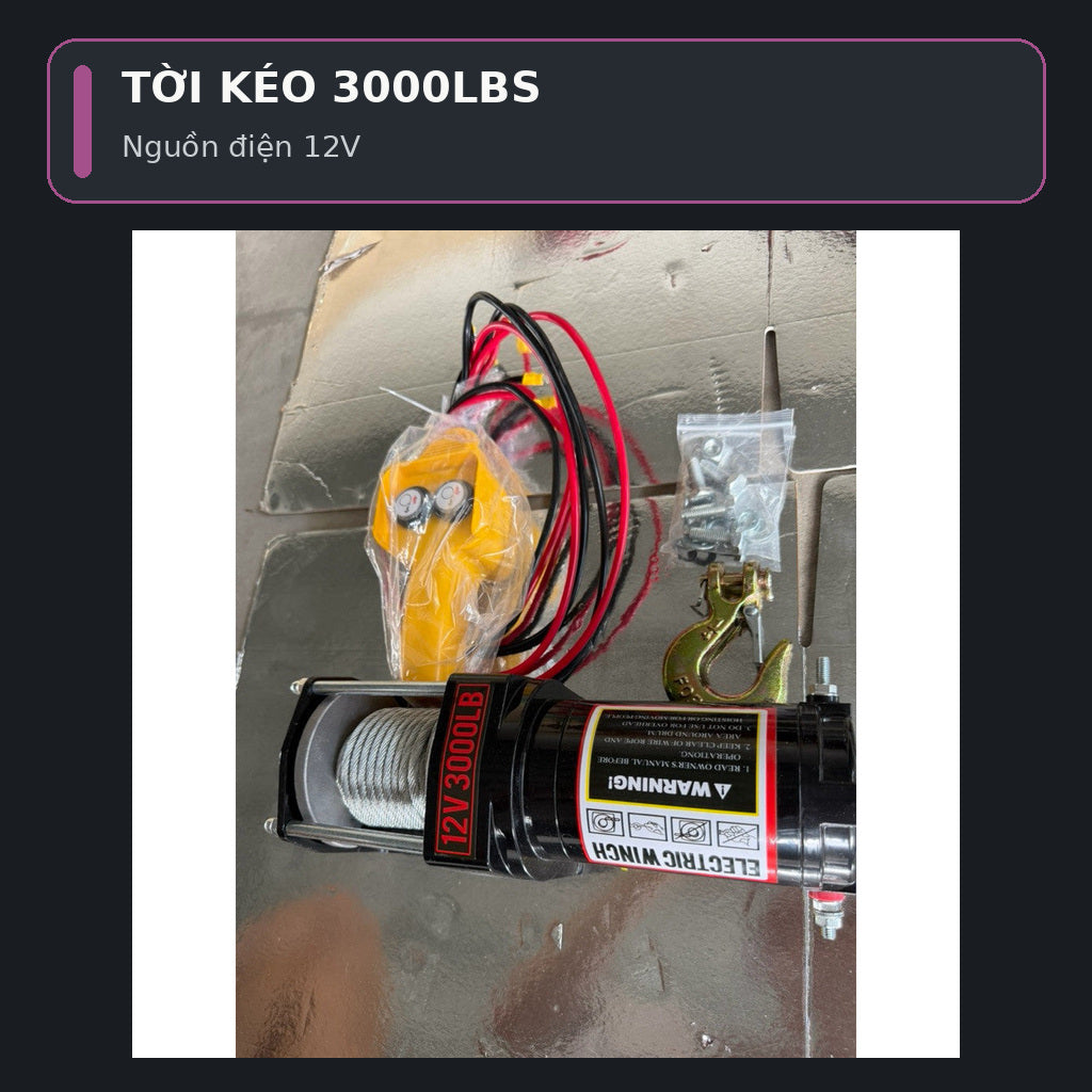 Tời Kéo Ô Tô 12V 3000LBS – Tải Kéo Khoảng 1,3 Tấn – ảnh 9