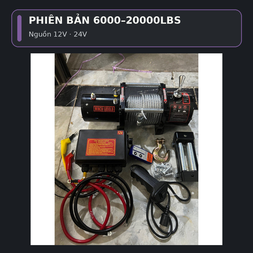 Tời Điện Ắc Quy 12V/24V Đầy Đủ – 12V 4500LBS + khiển xa – ảnh 11