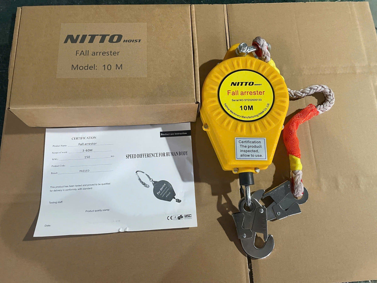 Thiết bị chống rơi tự rút NITTO HOIST 10 m - ảnh thực tế
