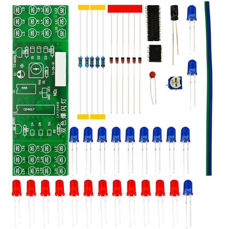 Kit Đèn Cảnh Sát Nháy Đôi Màu DIY – Mạch LED Nháy Hàn Mạch TJ-56-91