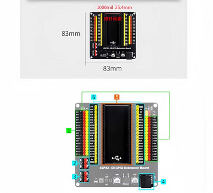 (Nhập Linh Kiện) Shield Mở Rộng GPIO ESP32 / ESP32-S3 - Kèm Nguồn Điều Áp 3-12V 5A