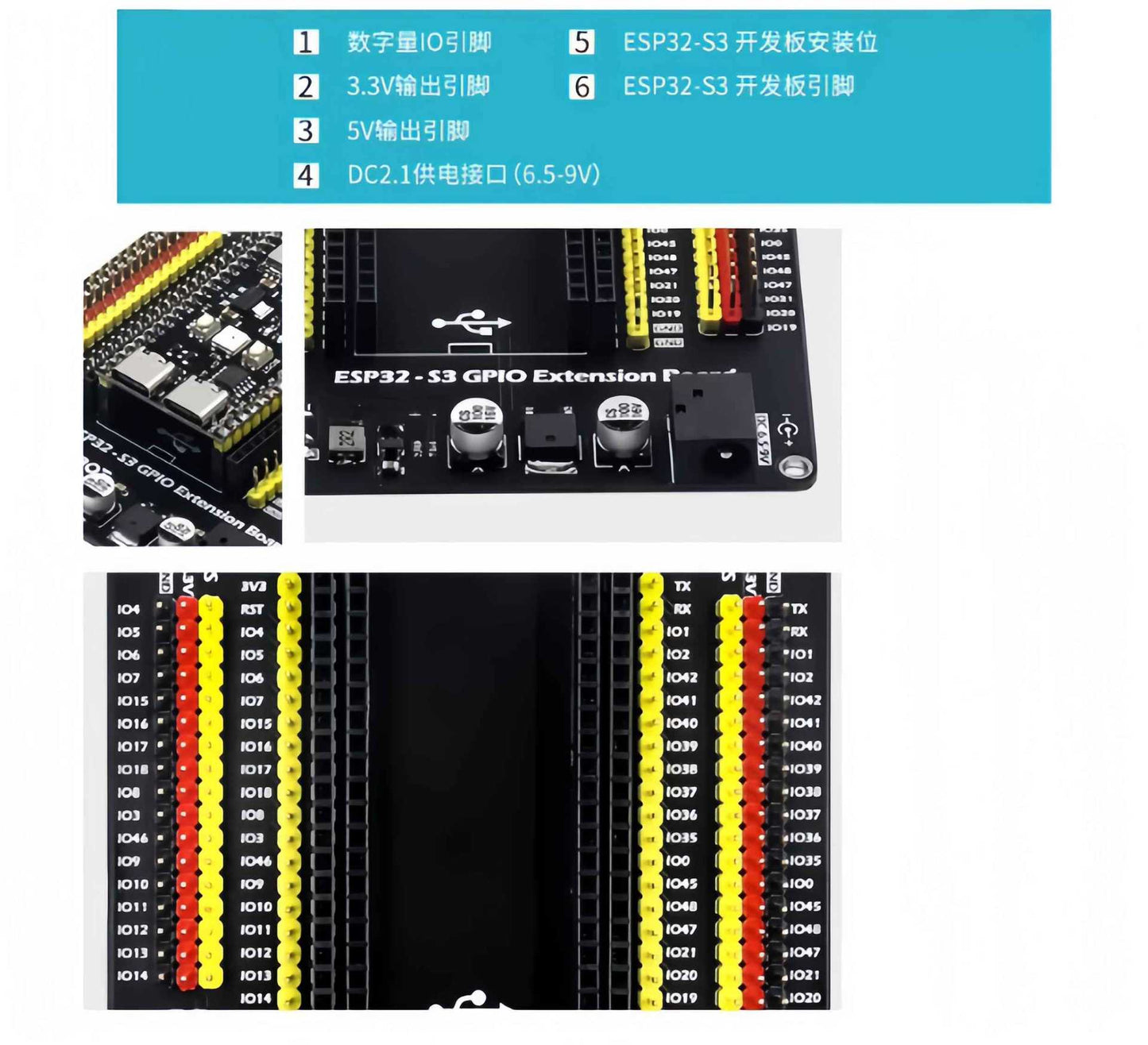 (Nhập Linh Kiện) Shield Mở Rộng GPIO ESP32 / ESP32-S3 - Kèm Nguồn Điều Áp 3-12V 5A