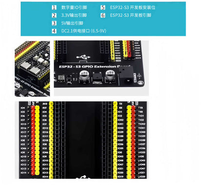 (Nhập Linh Kiện) Shield Mở Rộng GPIO ESP32 / ESP32-S3 - Kèm Nguồn Điều Áp 3-12V 5A