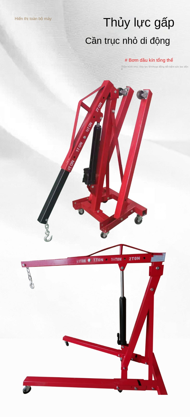 Cẩu Thủy Lực Mini 2–3 Tấn – Gấp Gọn Hoặc Cố Định