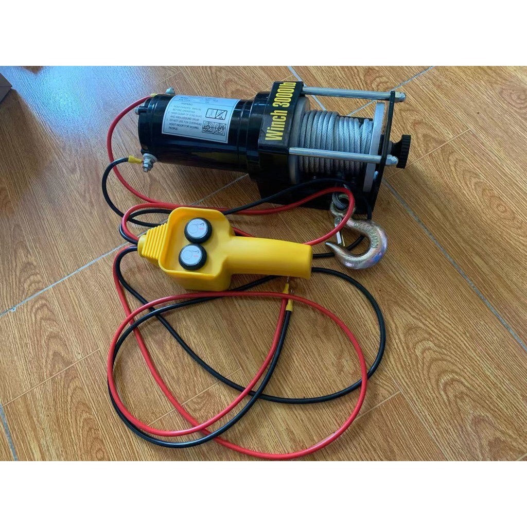 Tời điện 12v ắc quy 3000IBS(lực kéo 1360kg, lực nâng dưới 100kg)