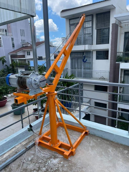 Khung cẩu xoay 360 độ, Tải trọng 500kg, 1 Tấn gắn các loại máy tời xây dựng (chưa kèm tời)