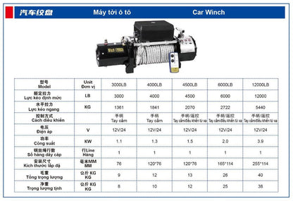 Tời điện 12v/24V 6000lbs