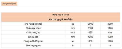 Xe nâng tay điện thấp
