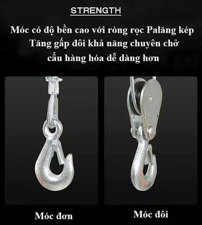Combo Tời + con chạy trên ray thép I
