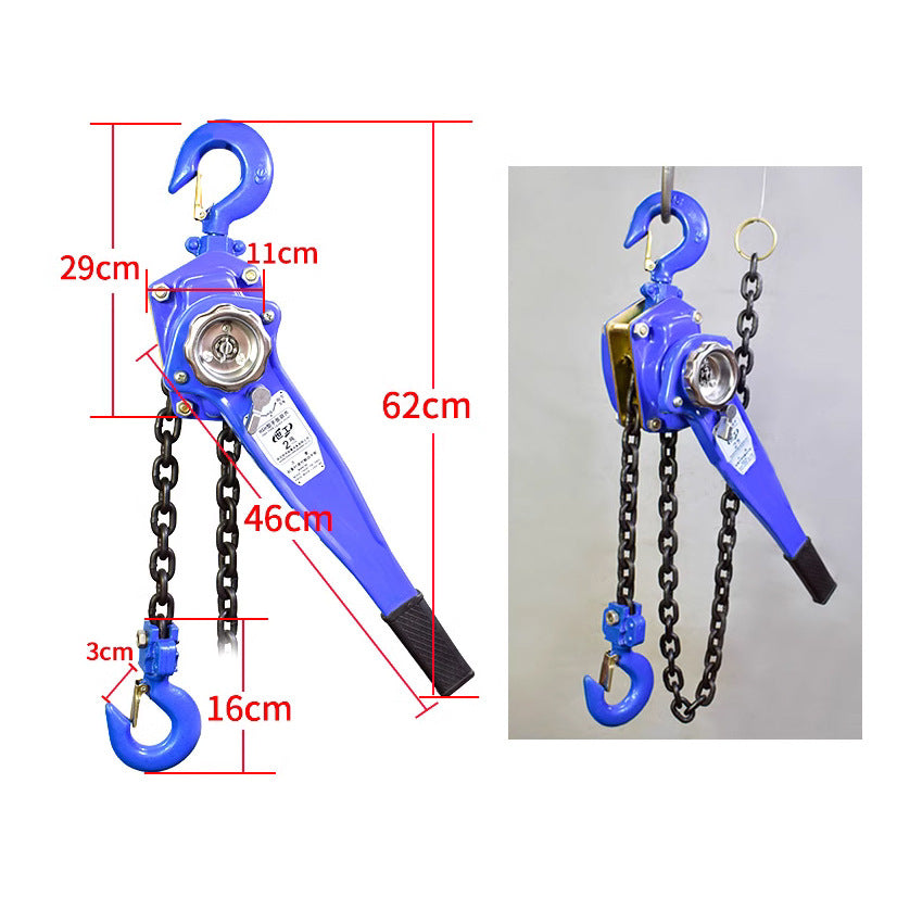 Pa Lăng Xích Lắc Tay Trọng Tải 2 Tấn Xích Dài 1,5 Mét, Nâng Hàng - Kéo Hàng