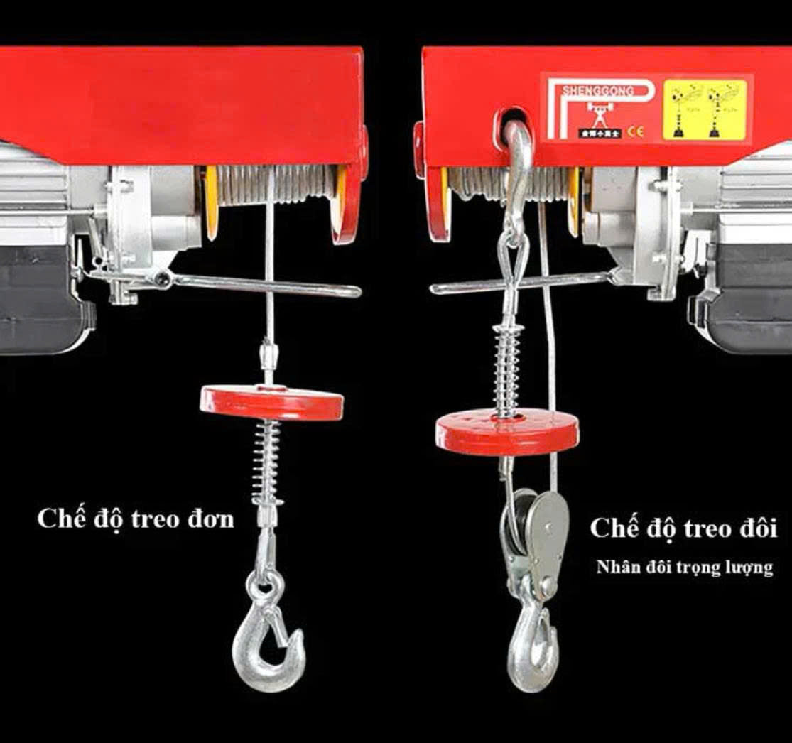 Combo Tời + con chạy trên ray thép I