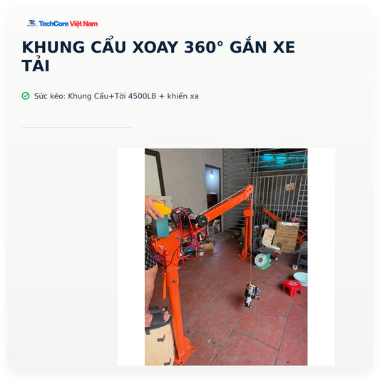 Khung Cẩu Xoay 360° Gắn Xe Tải – Khung Cẩu+Tời 4500LB + khiển xa – ảnh chính