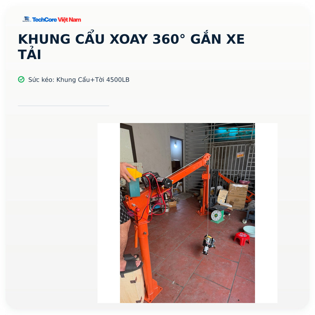 Khung Cẩu Xoay 360° Gắn Xe Tải – Khung Cẩu+Tời 4500LB – ảnh chính