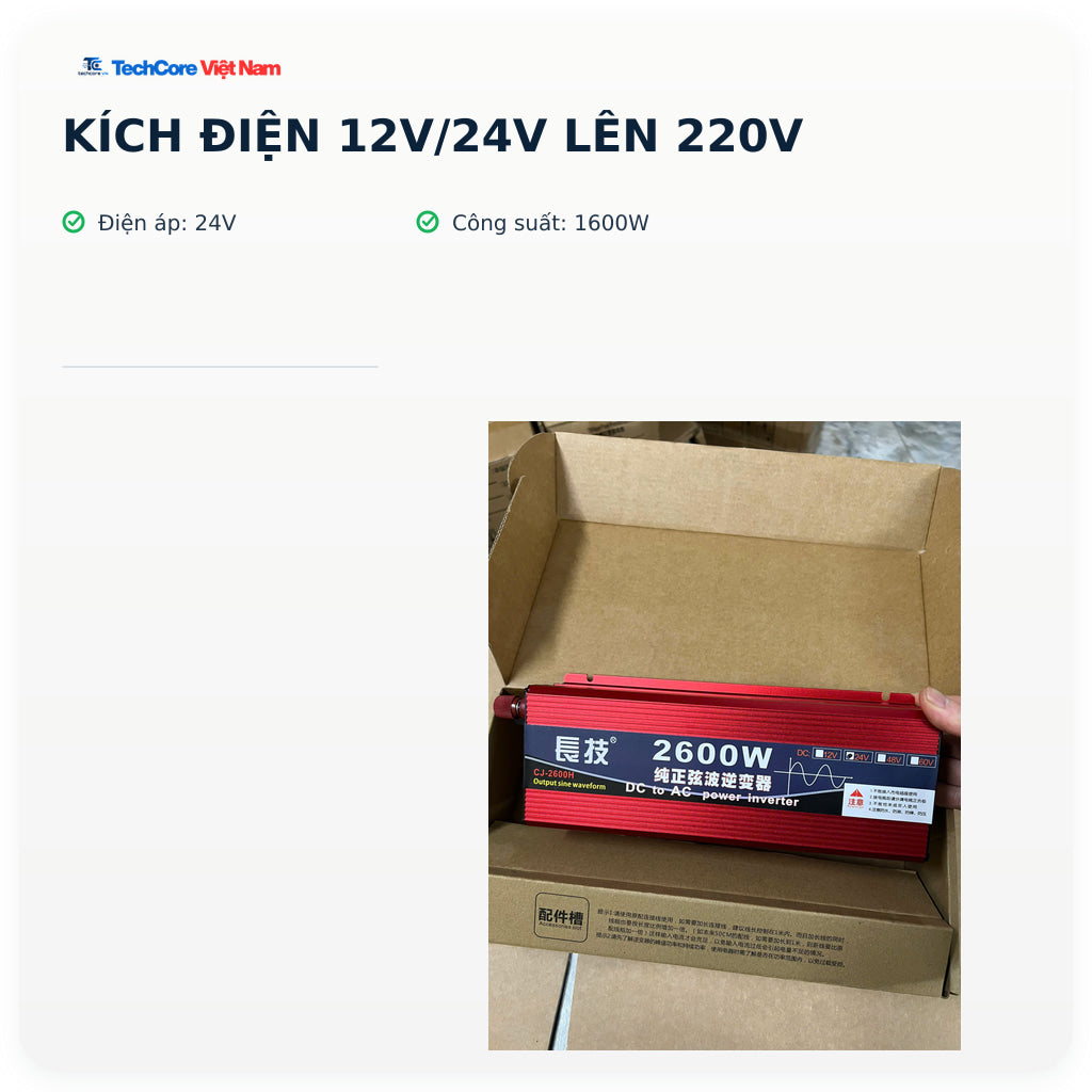 Kích Điện 12V/24V Lên 220V – 24V - 1600W – ảnh chính