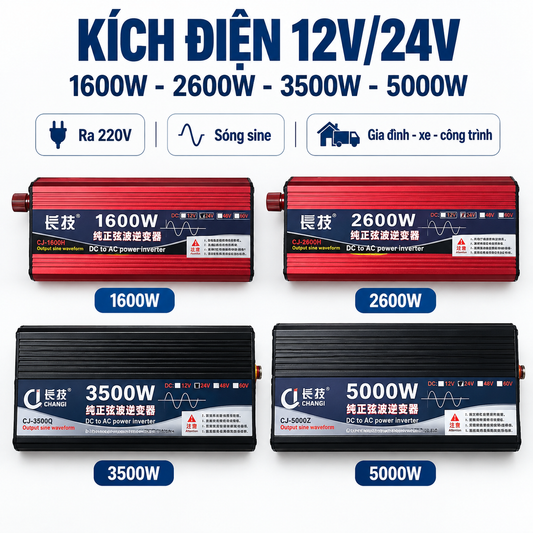 Kích Điện 12V/24V Lên 220V – 24V - 5000W – ảnh 2