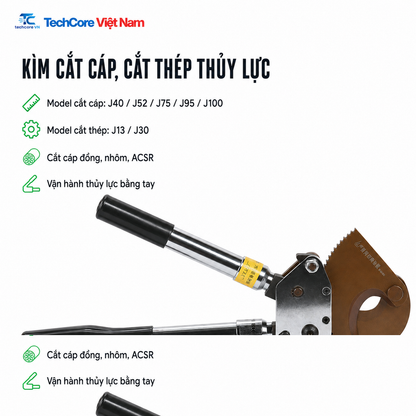 Kìm cắt cáp cắt thép thủy lực dòng J - TechCore Việt Nam