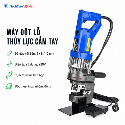 Máy đột lỗ thủy lực cầm tay 220V độ dày 6 8 10 mm - TechCore Việt Nam