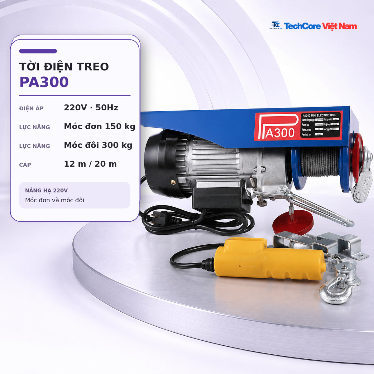 Máy Tời PA600 220V Cáp – PA600 20M - Khiển Xa – ảnh 13