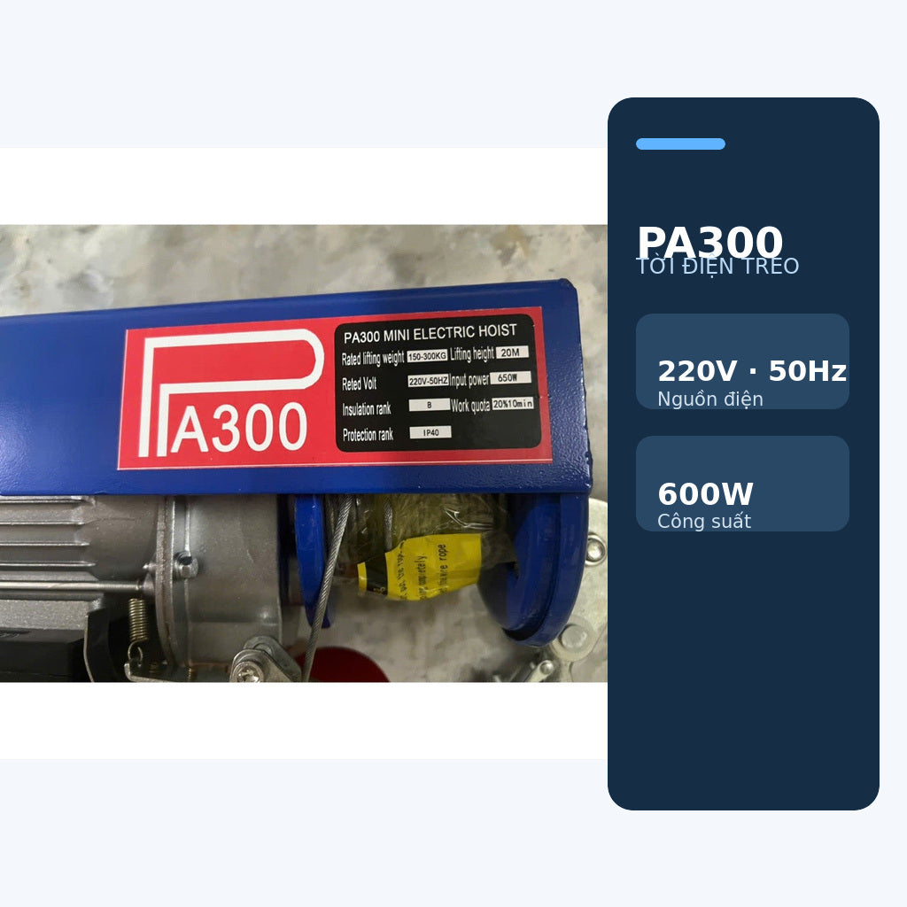 Máy Tời Điện Treo 220V PA300–PA600, Móc Đơn Và Móc Đôi – ảnh 4