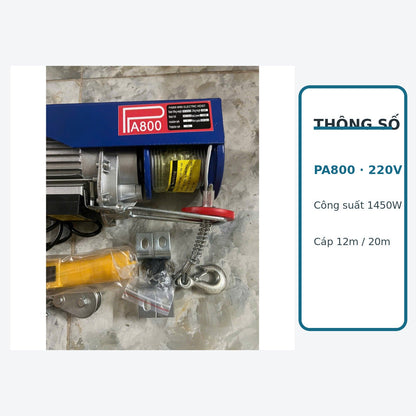 Máy Tời Treo PA800 220V Lõi Đồng, Cáp 12M Hoặc 20M – ảnh 4
