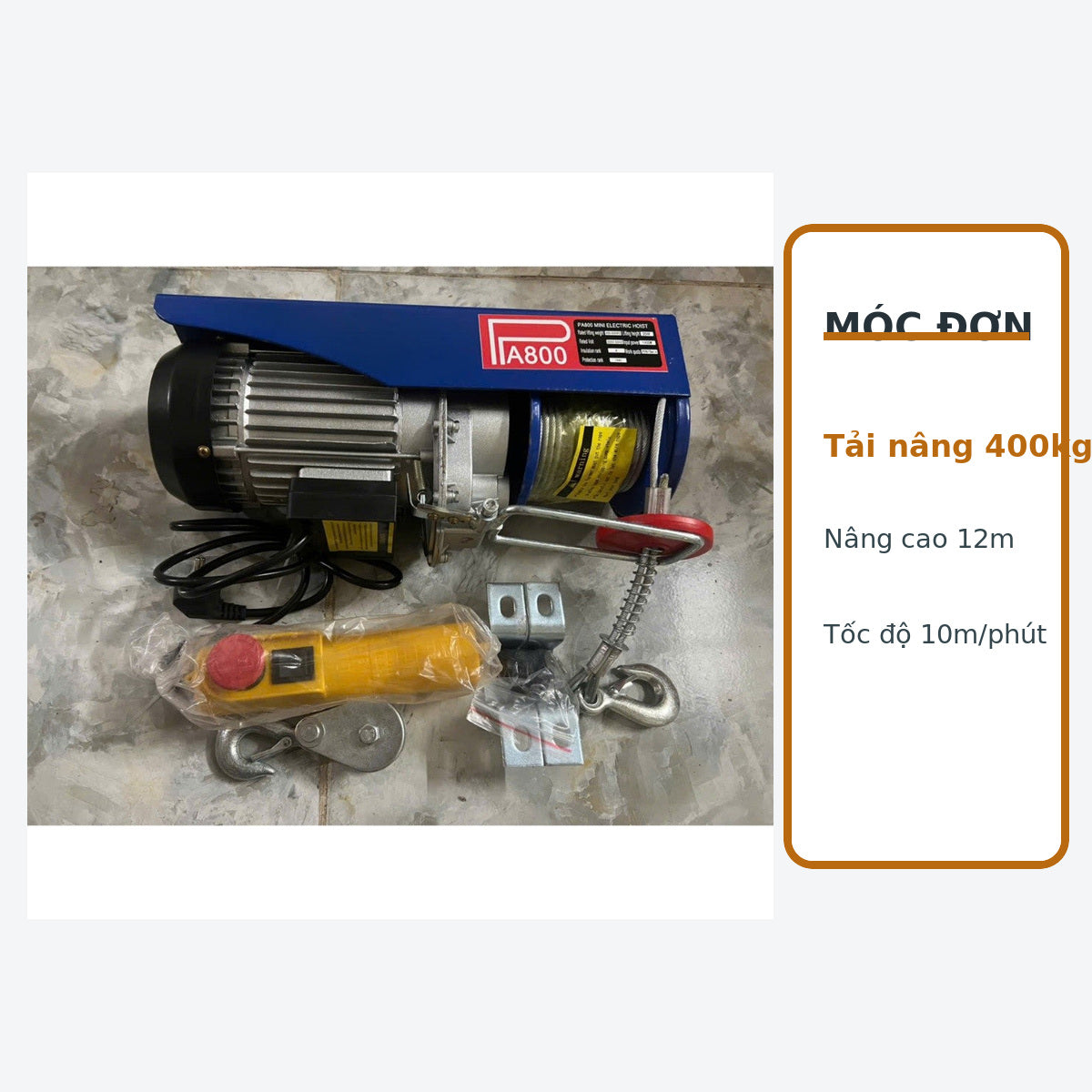 Máy Tời Treo PA800 220V Lõi Đồng, Cáp 12M Hoặc 20M – ảnh 6