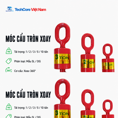 Móc cẩu tròn xoay 1 2 3 5 10 tấn - TechCore Việt Nam