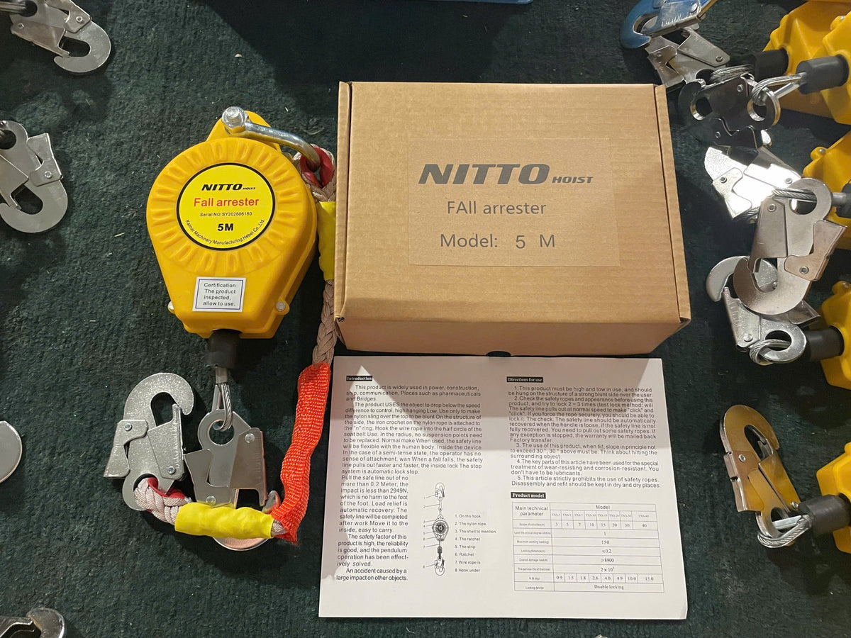 Thiết bị chống rơi tự rút NITTO HOIST 5 m - ảnh thực tế