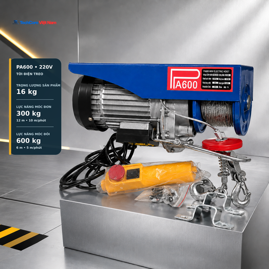 Máy Tời PA600 220V Cáp 12M – Móc Đôi Nâng Tối Đa 600Kg – ảnh 1