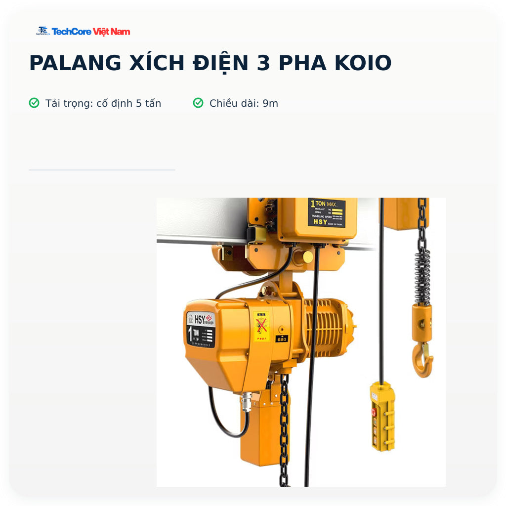 Palang xích điện 3 pha KOIO – cố định 5 tấn - 9m – ảnh chính