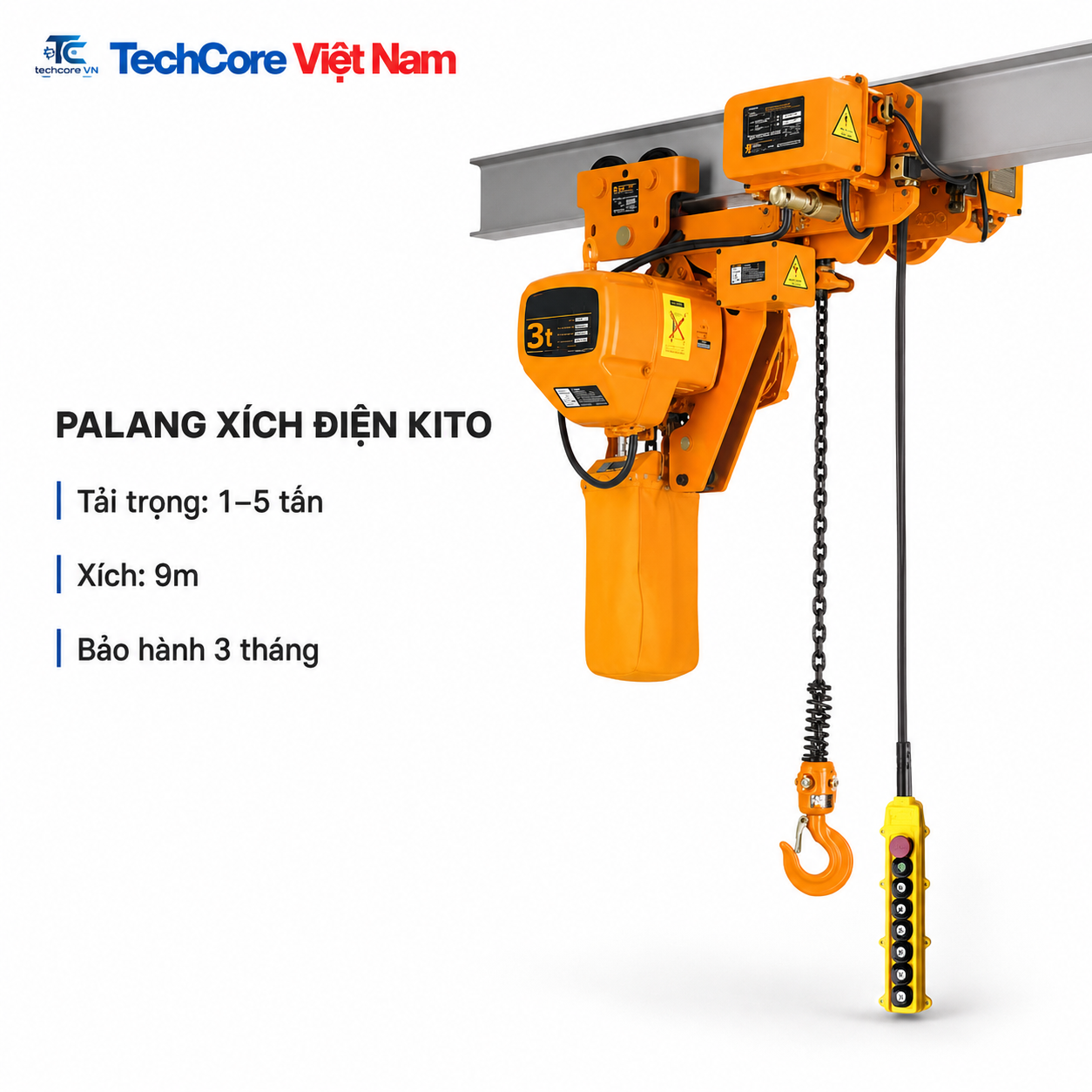 Palang xích điện KITO tải trọng 1 đến 5 tấn TechCore Việt Nam
