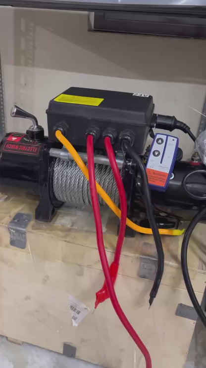 Tời Bình Ắc Quy 12000LBS 12V/24V Kèm Khiển Xa – Sức Kéo 5.4 Tấn, Sức Nâng Dưới 1.5 Tấn