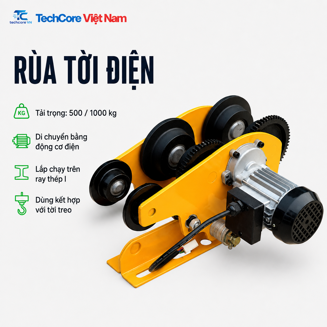 Rùa tời điện 500 1000 kg lắp tời treo - TechCore Việt Nam
