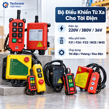 Ảnh đồ họa Techcore Việt Nam giới thiệu các dòng bộ điều khiển từ xa cho tời điện