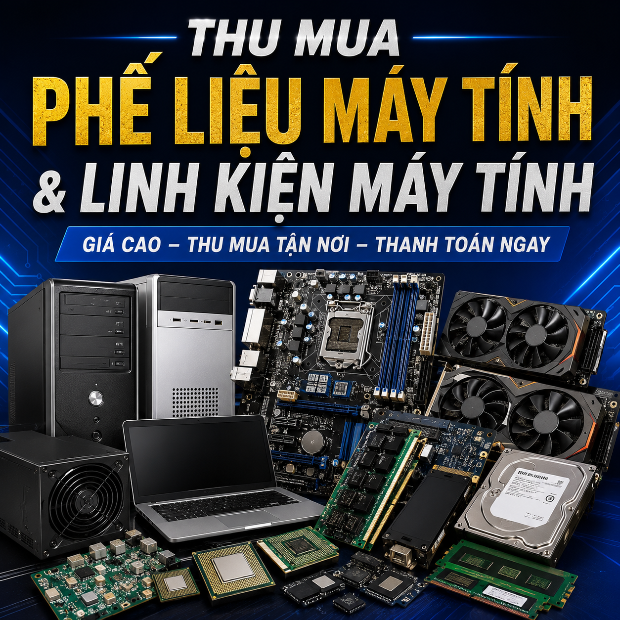 Thu mua bo mạch điện tử, Thu mua phế liệu điện tử, Thu mua PCB và Thu mua CPU/IC