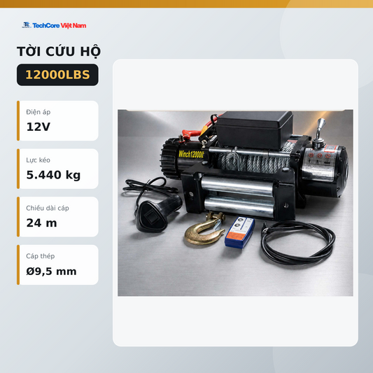 Tời Điện Cứu Hộ 12V/24V 6000–20000LBS, Kéo Xe Địa Hình – ảnh 1
