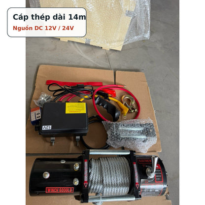 Tời Cứu Hộ 12V/24V 6000LBS, Lực Kéo 2.700Kg, Cáp 14M – ảnh 8