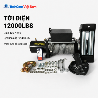 Tời Điện Ắc Quy 12V/24V Đầy Đủ – 12V 4500LBS + khiển xa – ảnh 3